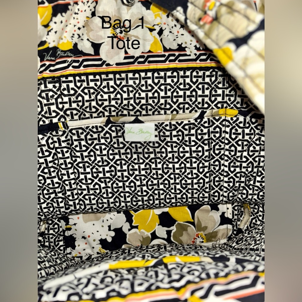 Vera Bradley 4-Piece Set Tote Shoulder Bags Crossbody Floral Yellow - Picture 4 of 13